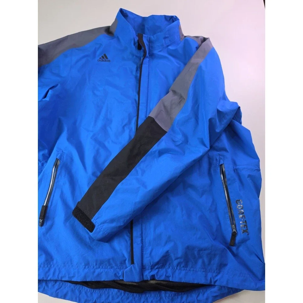 Adidas Goretex Rain Jacket Full Zip Windproof Waterproof 2XL Blue Layered